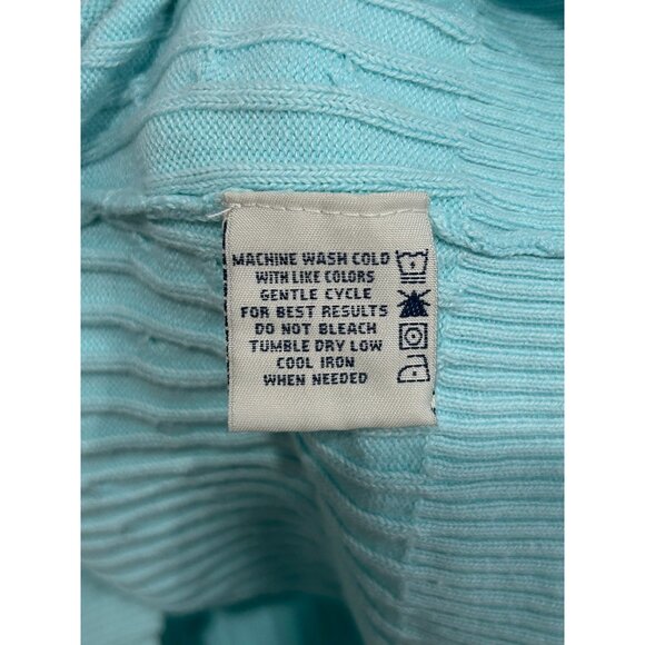 Faded Glory V-Neck 3/4 Sleeve Cable Knit Sweater Aqua Blue Size 18W/20W Cozy - Picture 8 of 10